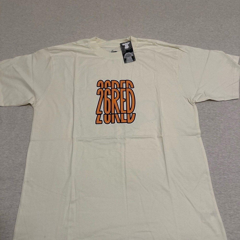 Twenty Six Red Cream Tee with Orange Graphic‎